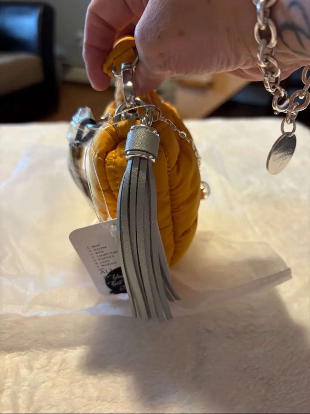 Free People Mini Puffer Bag in Mustard Yellow - Picture 3 of 6